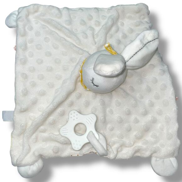 Appease Lovey Bunny Rabbit Security Blanket Baby Plush Tabs Rattle Embroider 10" - Picture 9 of 15